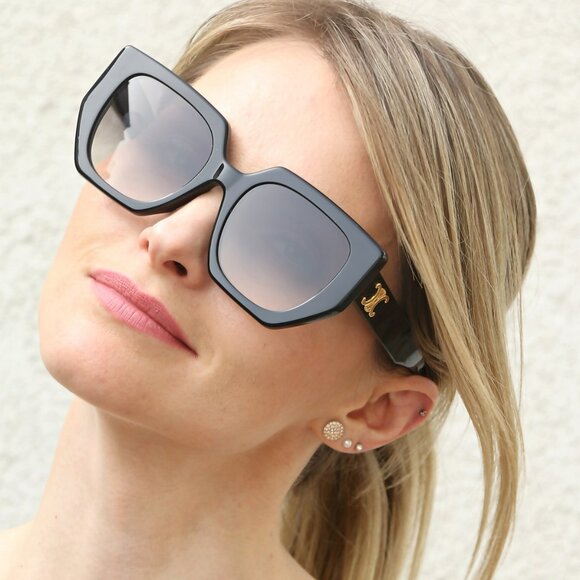 Celine TRIOMPHE Women Sunglasses Black Brown Gradient Butterfly CL40239F 01F - Picture 13 of 14